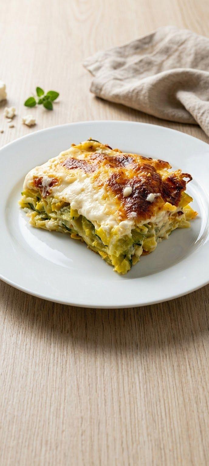 Lasagnes aux courgettes, feta et menthe