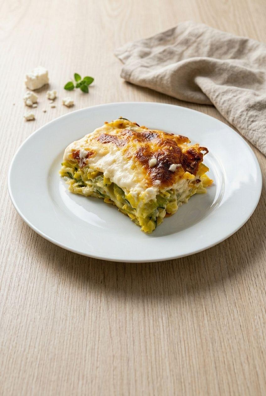 Lasagnes aux courgettes, feta et menthe