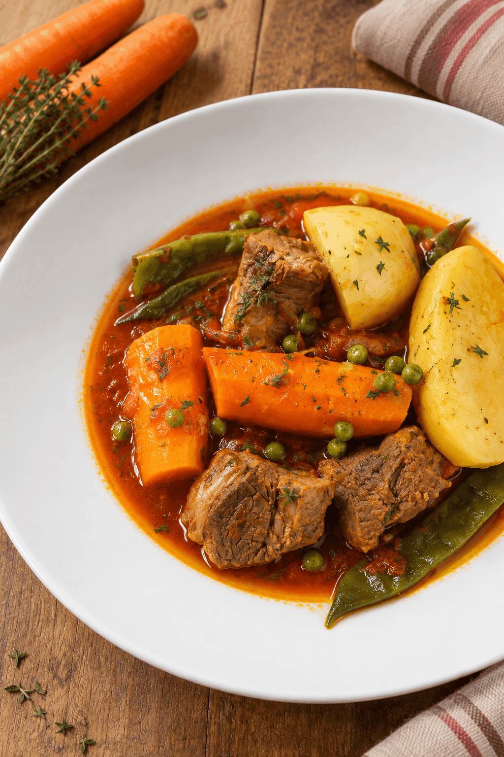 Navarin d'agneau aux pois gourmands et petits pois