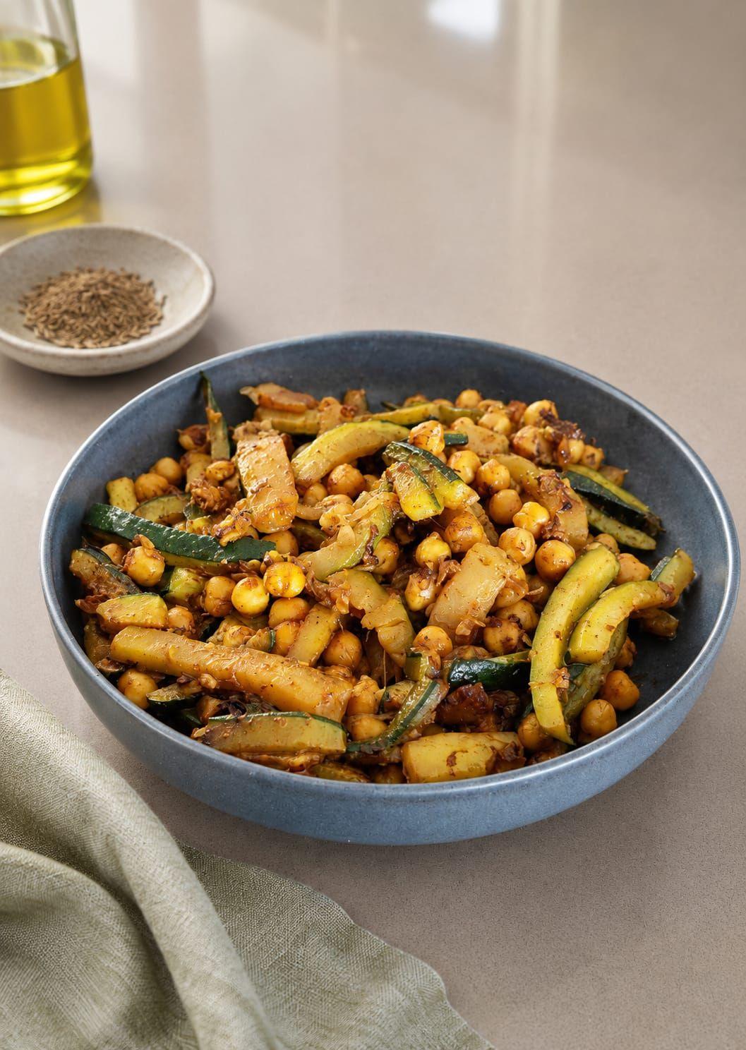 Poêlée de courgettes aux pois chiches
