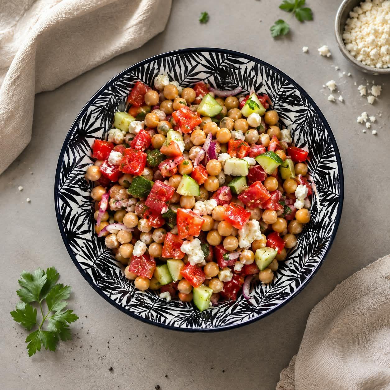 Salade de pois chiches et poivrons piquillos