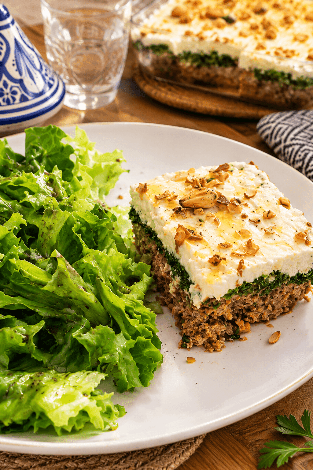 Tajine el bey à la ricotta, épinards et viande hachée