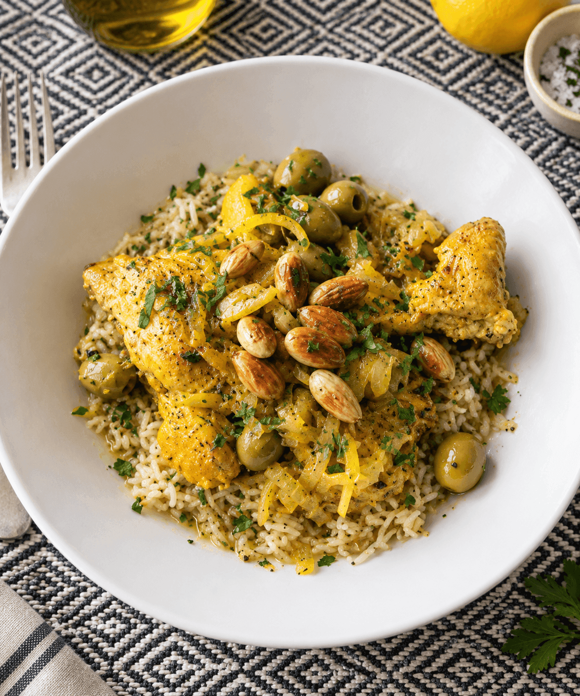 Tajine de poulet aux olives et citrons confits