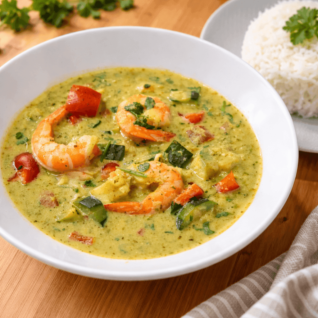 Curry vert thaï (soupe de crevettes au lait de coco)